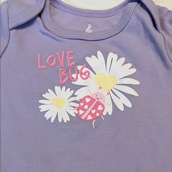 “Bundle 10/$13” Lullaby 6-9M Purple Baby girl bodysuit with Floral Design - Picture 4 of 7